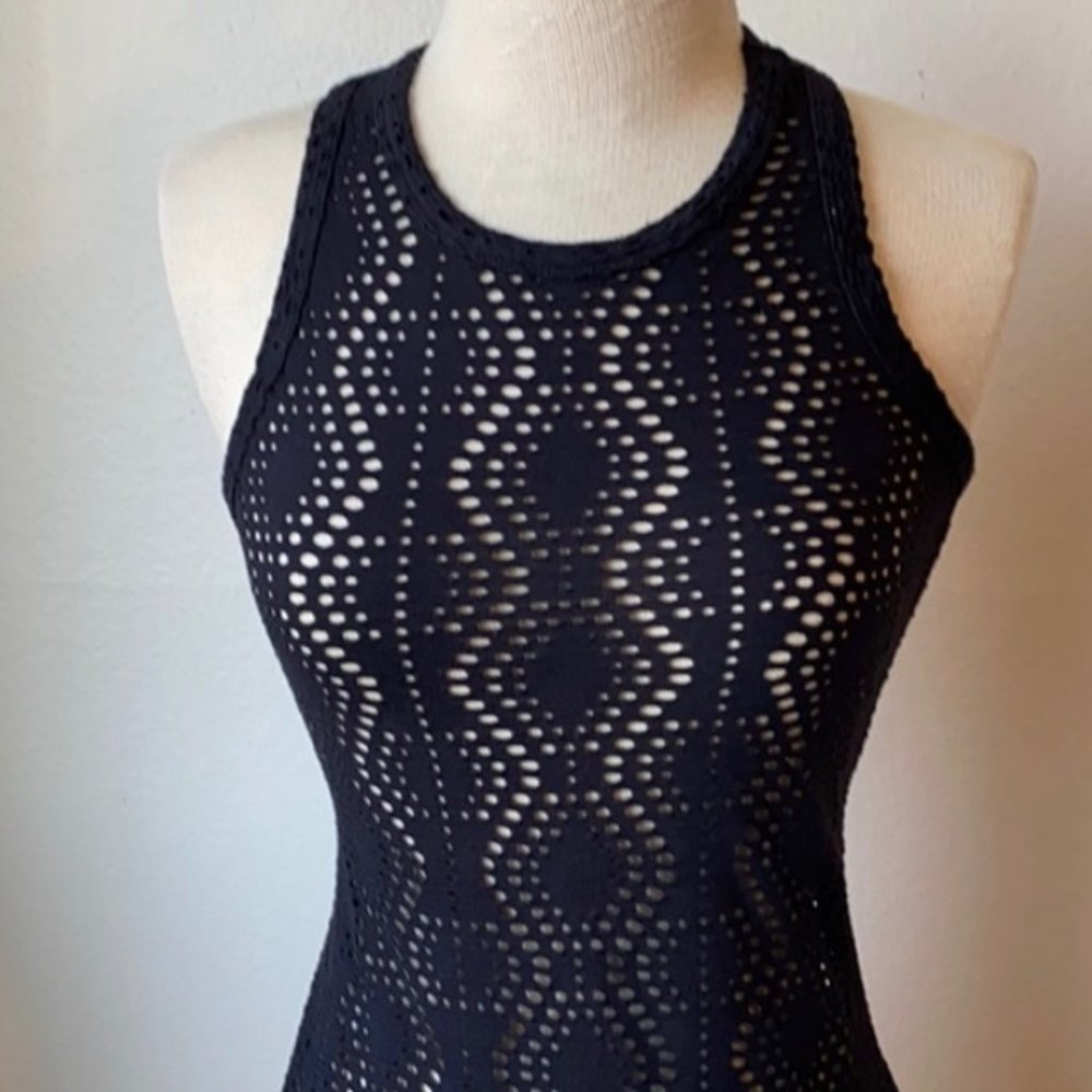 silence + noise Black Eyelet Cutout Top XS